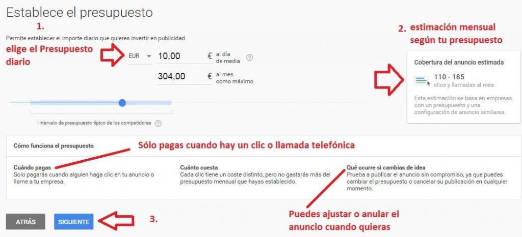 google adwords express presupuesto